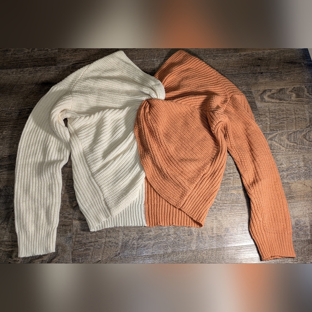 Cropped pink and white sweater